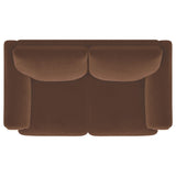 Selma Rust Velvet Crescent Arm Loveseat by Coaster at Eve Furniture