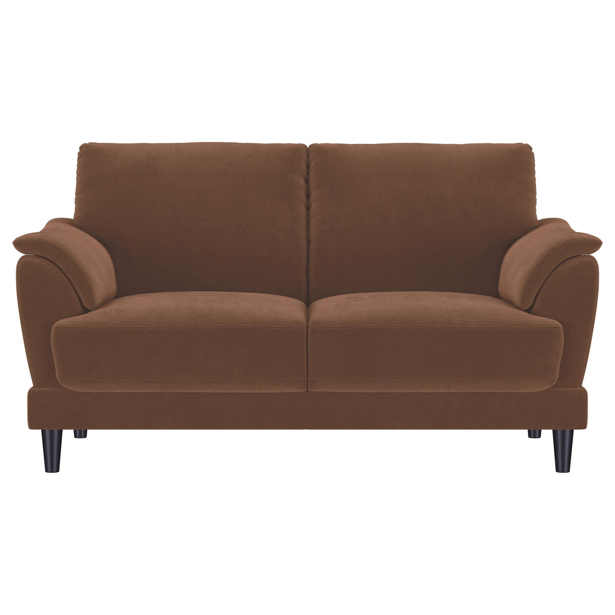 Selma Rust Velvet Crescent Arm Loveseat by Coaster at Eve Furniture