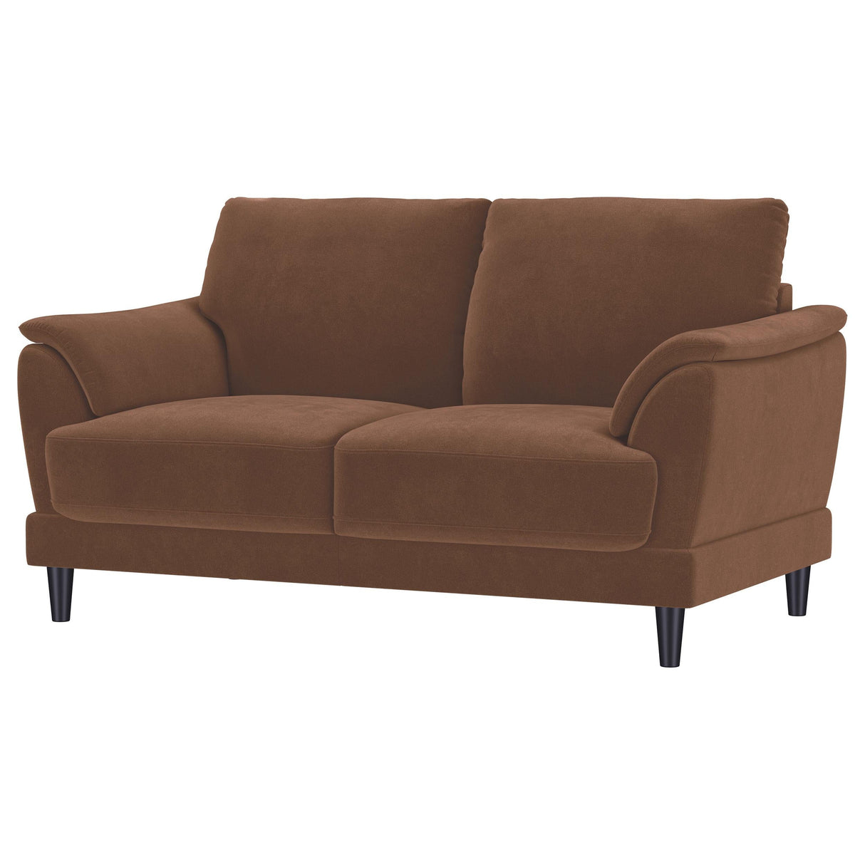 Selma Rust Velvet Crescent Arm Loveseat by Coaster at Eve Furniture