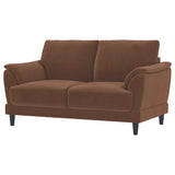 Selma Rust Velvet Crescent Arm Loveseat by Coaster at Eve Furniture