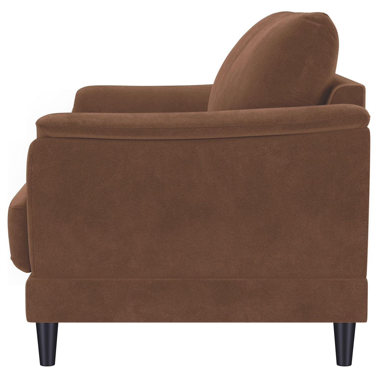 Selma Rust Velvet Crescent Arm Loveseat by Coaster at Eve Furniture