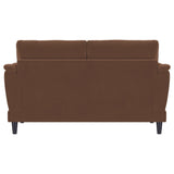 Selma Rust Velvet Crescent Arm Loveseat by Coaster at Eve Furniture