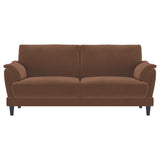 Selma Rust Velvet Crescent Arm Sofa by Coaster at Eve Furniture