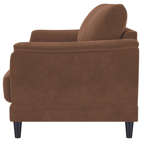 Selma Rust Velvet Crescent Arm Sofa by Coaster at Eve Furniture