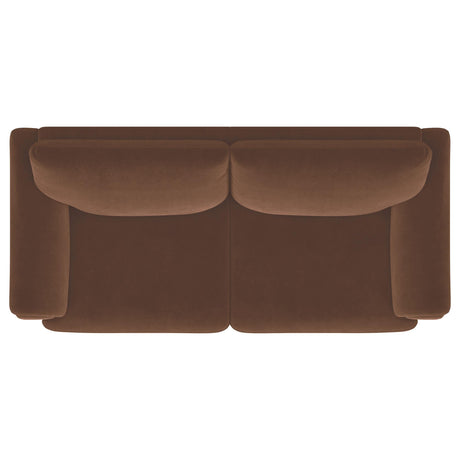 Selma Rust Velvet Crescent Arm Sofa by Coaster at Eve Furniture