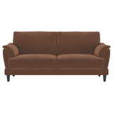 Selma Rust Velvet Crescent Arm Sofa by Coaster at Eve Furniture