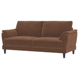 Selma Rust Velvet Crescent Arm Sofa by Coaster at Eve Furniture