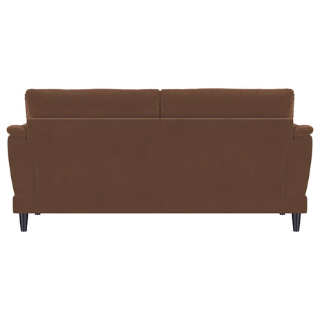 Selma Rust Velvet Crescent Arm Sofa by Coaster at Eve Furniture