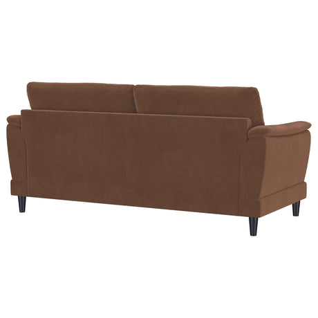 Selma Rust Velvet Crescent Arm Sofa by Coaster at Eve Furniture