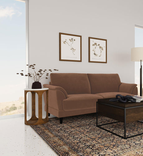 Selma Rust Velvet Crescent Arm Sofa by Coaster at Eve Furniture