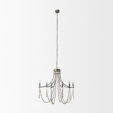 Selma White Wood Bead and Metal Chandelier by Mercana at Eve Furniture