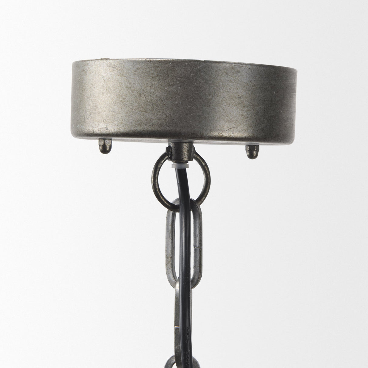 Selma White Wood Bead and Metal Chandelier by Mercana at Eve Furniture
