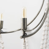Selma White Wood Bead and Metal Chandelier by Mercana at Eve Furniture
