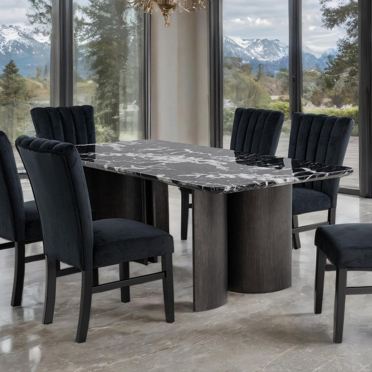 Selsey Black Stone Top Dining Table by Furniture of America at Eve Furniture