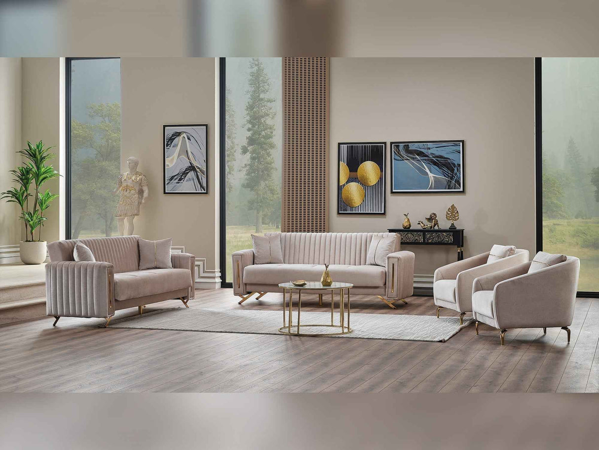 Senfoni 3-pieces (Sofa & Loveseat & Chair) Livingroom Set in Beige