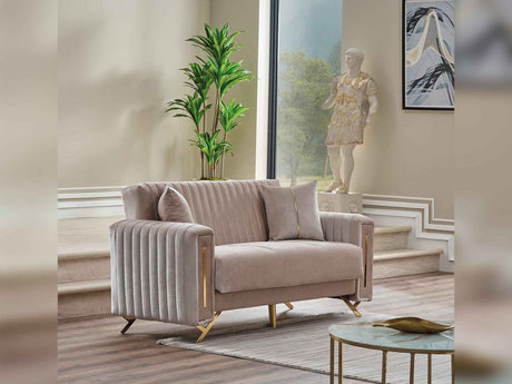 Senfoni Beige Convertible Loveseat by Furnia at Eve Furniture