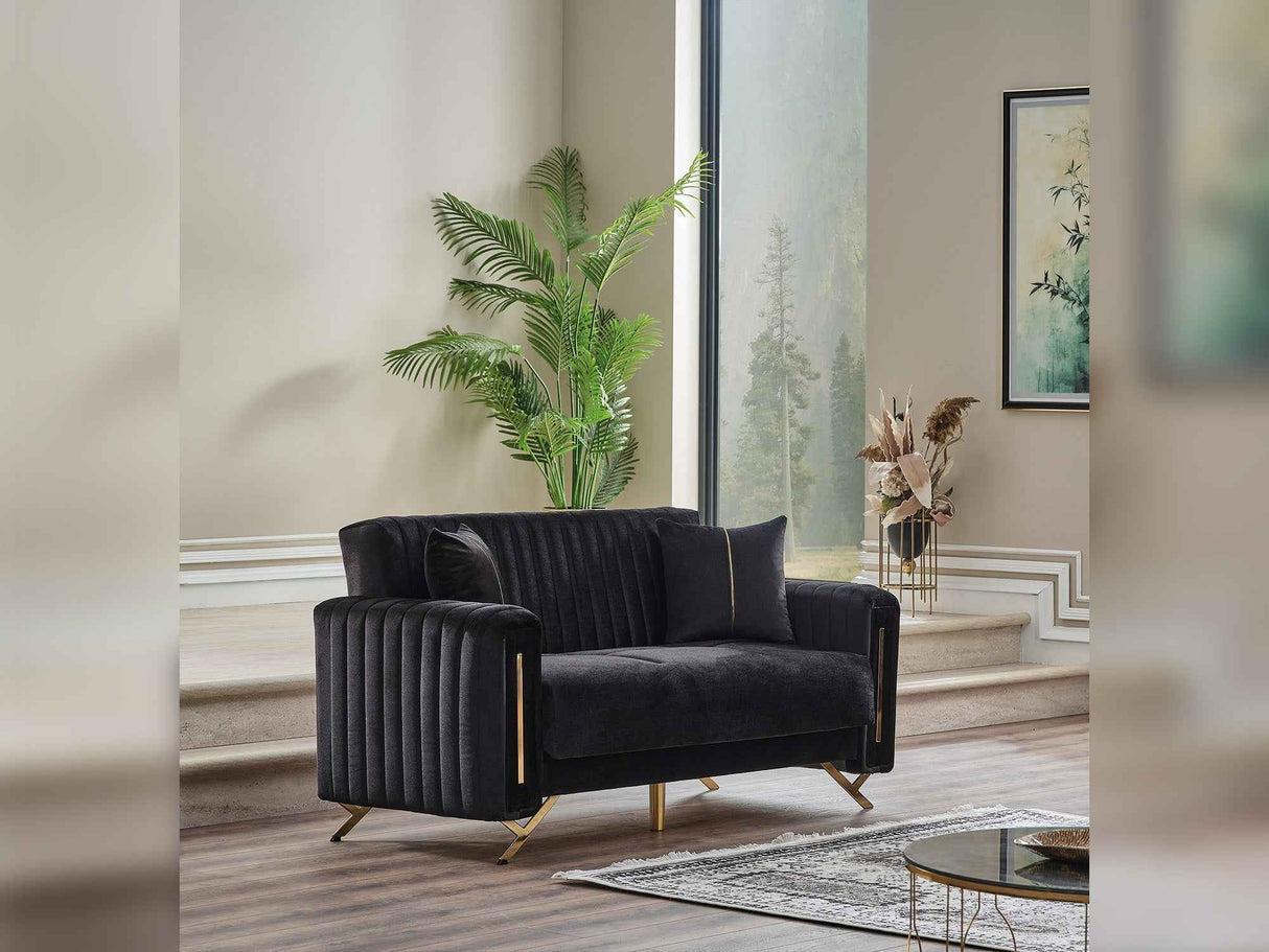 Senfoni Black Convertible Loveseat by Furnia at Eve Furniture