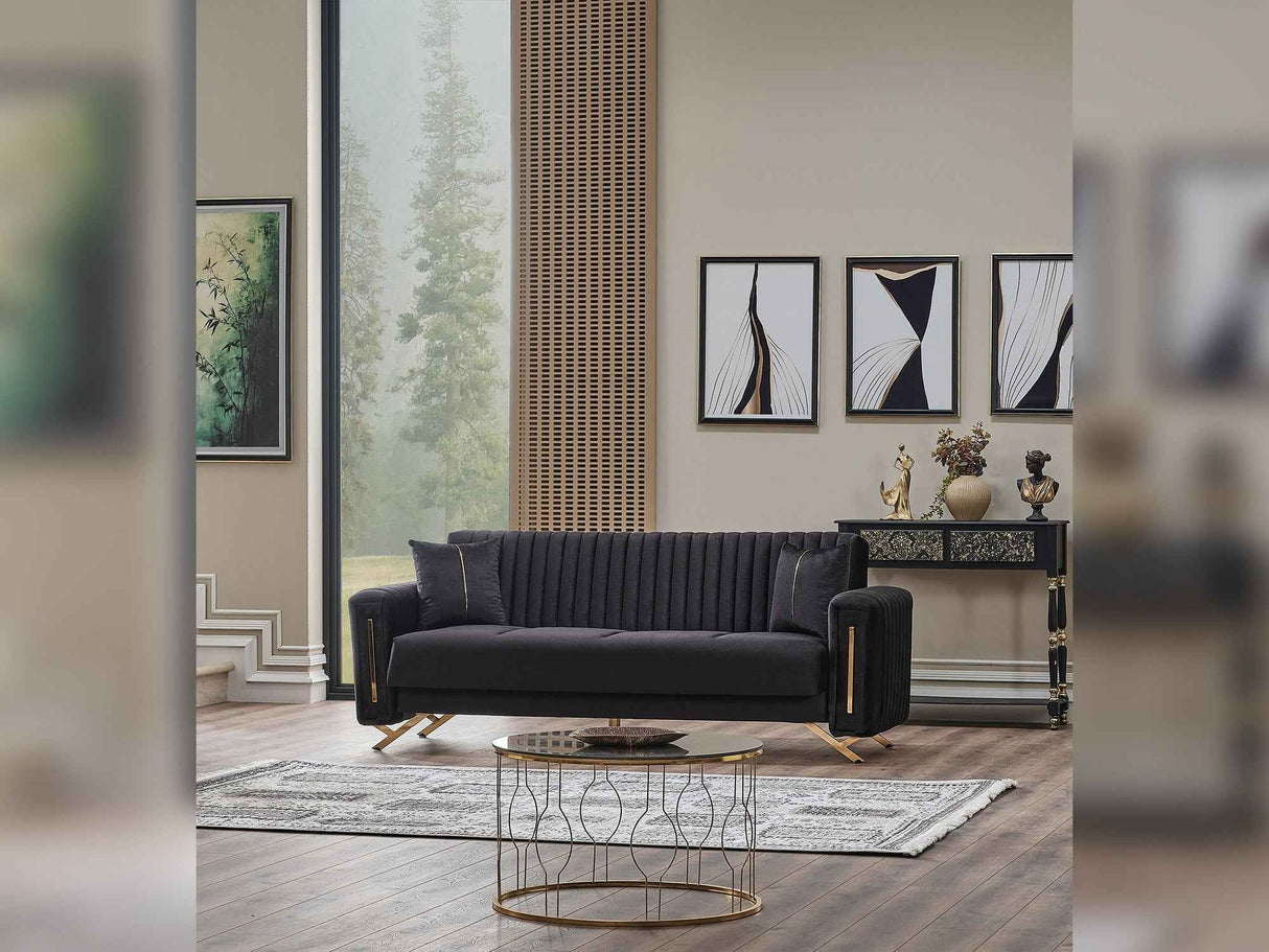 Senfoni Black Convertible Sofa by Furnia at Eve Furniture