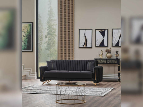 Senfoni Black Convertible Sofa by Furnia at Eve Furniture