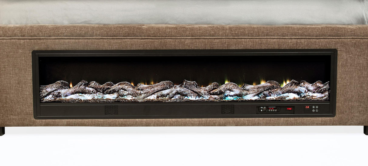 Senna Brown Upholstered Eastern King Audio Fireplace Bed by Coaster at Eve Furniture