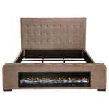 Senna Brown Upholstered Queen Audio Fireplace Bed by Coaster at Eve Furniture