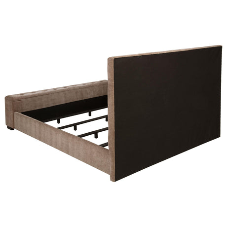 Senna Brown Upholstered Queen Audio Fireplace Bed by Coaster at Eve Furniture