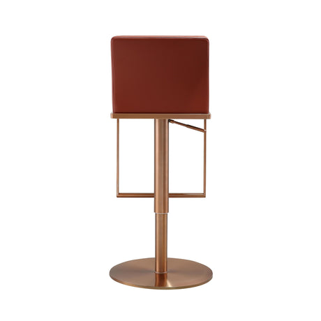 Sentinel Saddle Brown and Rose Gold Adjustable Stool by TOV Furniture at Eve Furniture