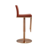 Sentinel Saddle Brown and Rose Gold Adjustable Stool by TOV Furniture at Eve Furniture