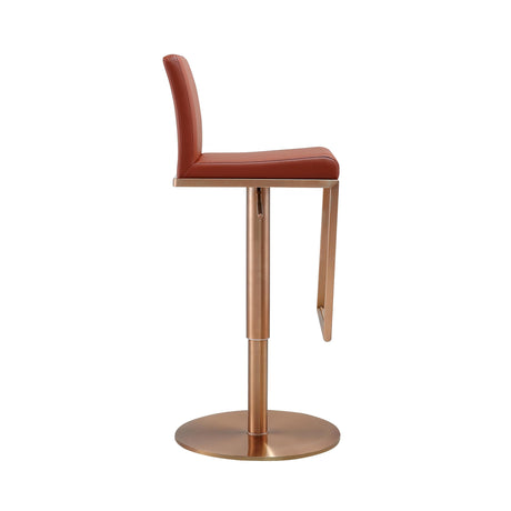 Sentinel Saddle Brown and Rose Gold Adjustable Stool by TOV Furniture at Eve Furniture