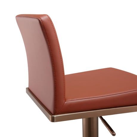 Sentinel Saddle Brown and Rose Gold Adjustable Stool by TOV Furniture at Eve Furniture