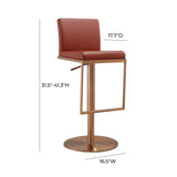 Sentinel Saddle Brown and Rose Gold Adjustable Stool by TOV Furniture at Eve Furniture