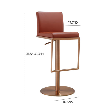 Sentinel Saddle Brown and Rose Gold Adjustable Stool by TOV Furniture at Eve Furniture