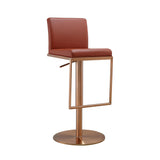 Sentinel Saddle Brown and Rose Gold Adjustable Stool by TOV Furniture at Eve Furniture