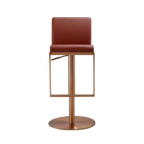 Sentinel Saddle Brown and Rose Gold Adjustable Stool by TOV Furniture at Eve Furniture