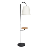 Seoul Black Floor Lamp with Rotary Switch Wood Table Metal Base