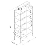 Serena Matte Gold 5-Tier Tempered Glass Shelves Bookcase