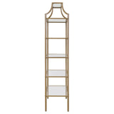 Serena Matte Gold 5-Tier Tempered Glass Shelves Bookcase