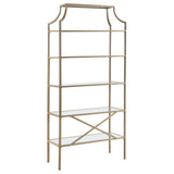 Serena Matte Gold 5-Tier Tempered Glass Shelves Bookcase