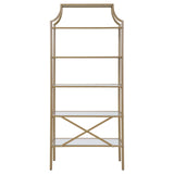 Serena Matte Gold 5-Tier Tempered Glass Shelves Bookcase