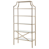 Serena Matte Gold 5-Tier Tempered Glass Shelves Bookcase