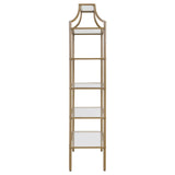 Serena Matte Gold 5-Tier Tempered Glass Shelves Bookcase