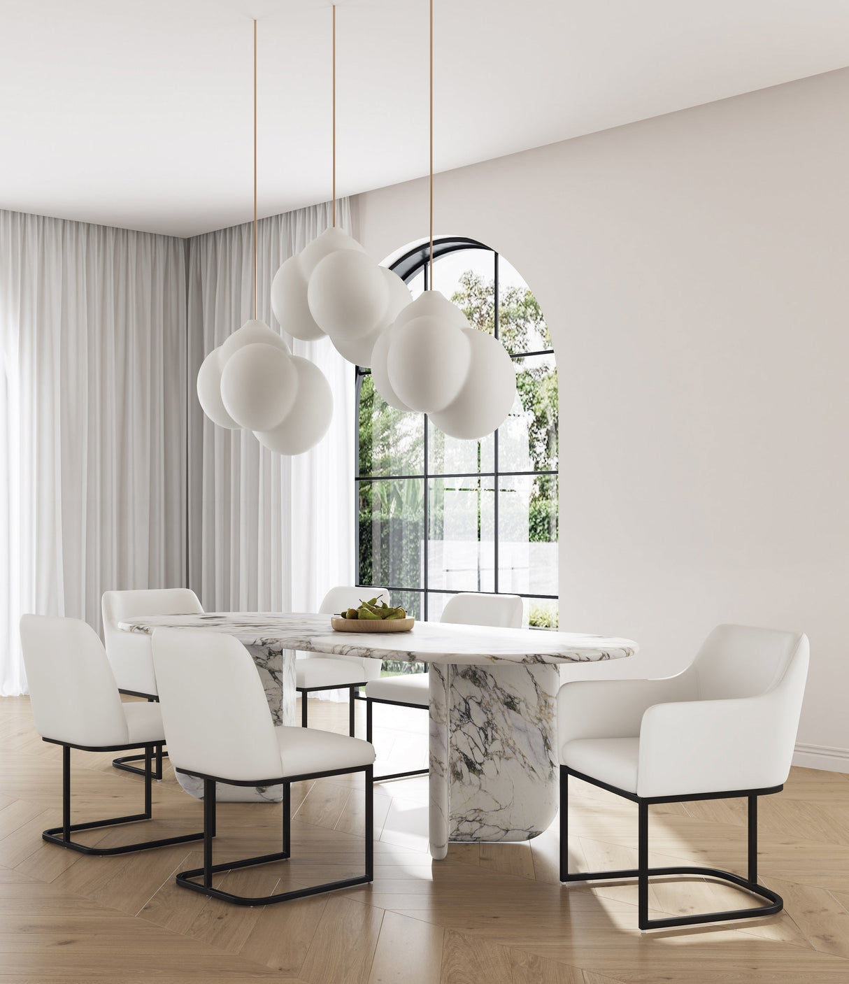 Serena 6 Piece Dining Set in Cream by Manhattan Comfort at Eve Furniture