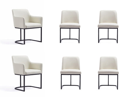 Serena 6 Piece Dining Set in Cream by Manhattan Comfort at Eve Furniture