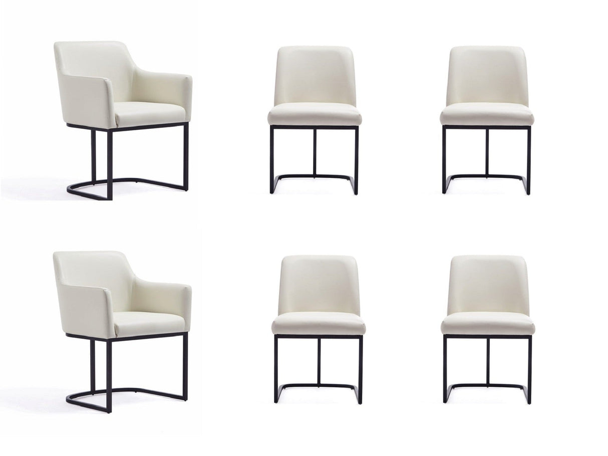 Serena 6 Piece Dining Set in Cream by Manhattan Comfort at Eve Furniture