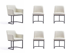 Serena 6 Piece Dining Set in Cream by Manhattan Comfort at Eve Furniture
