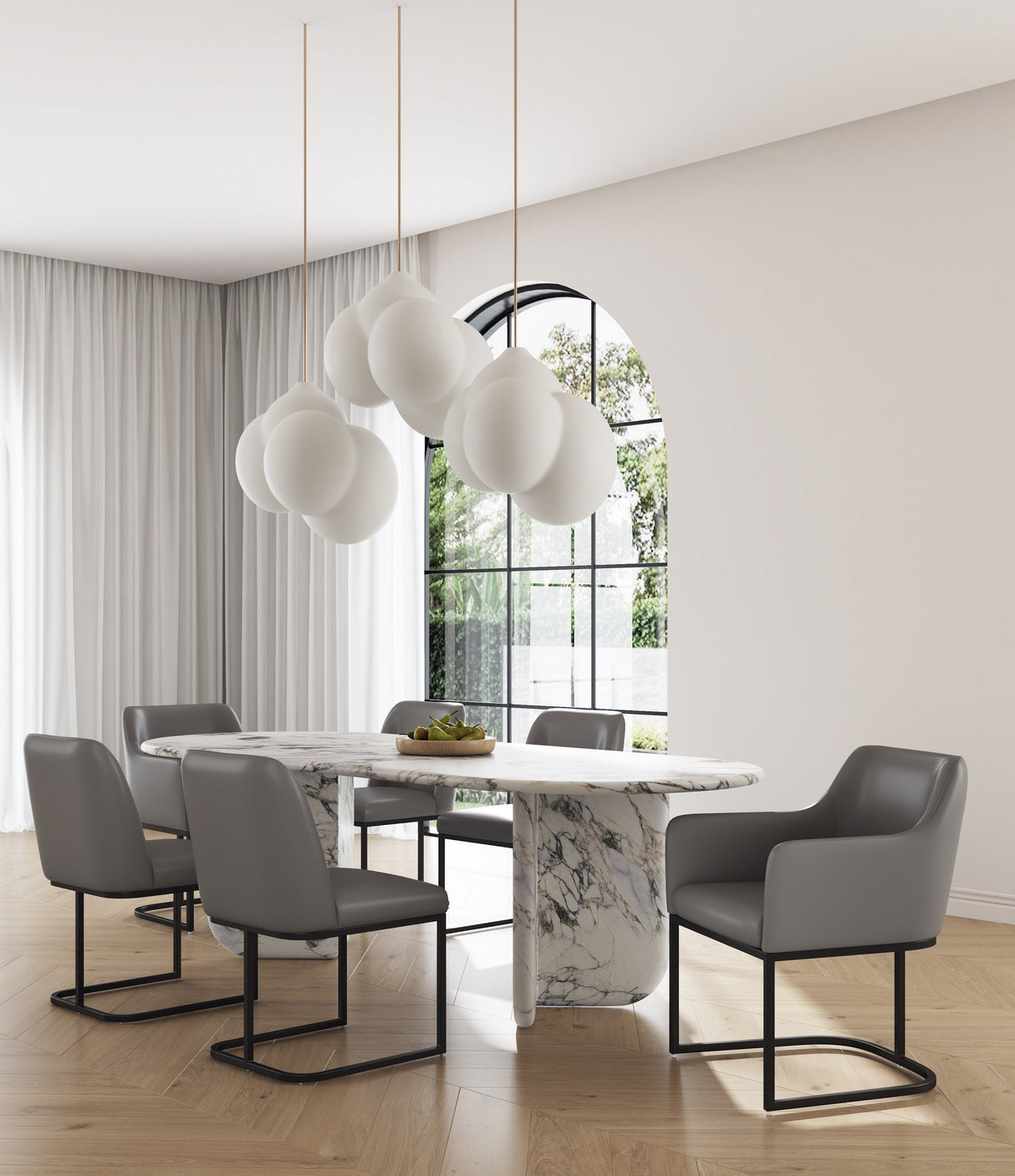Serena 6 Piece Dining Set in Grey by Manhattan Comfort at Eve Furniture