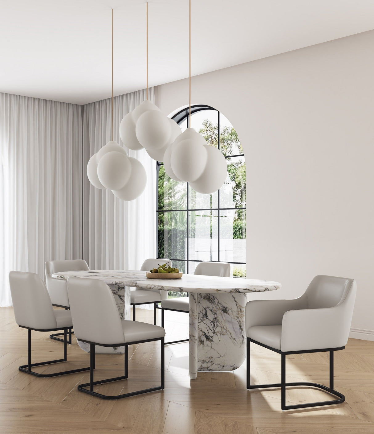 Serena 6 Piece Dining Set in Light Grey by Manhattan Comfort at Eve Furniture