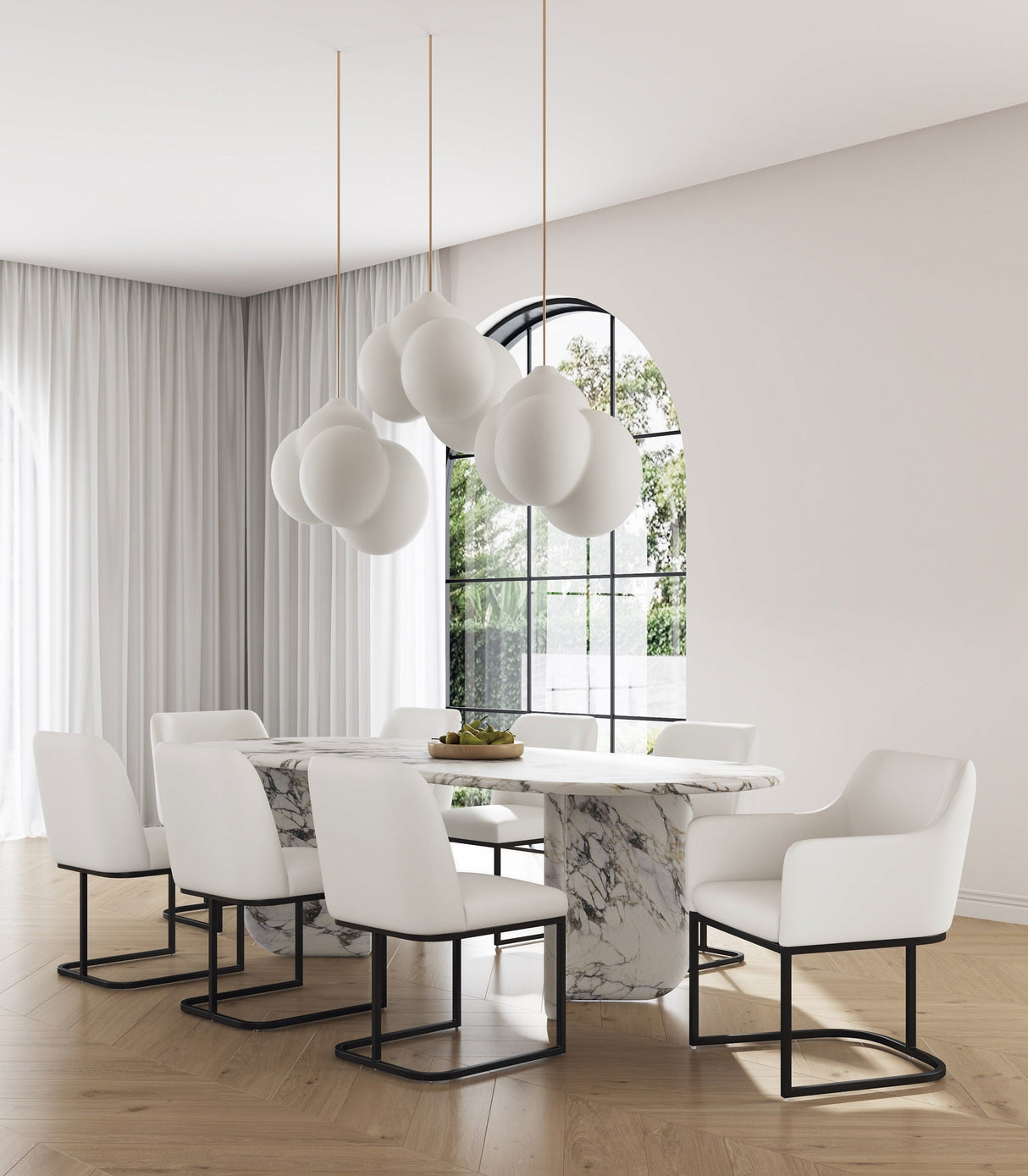 Serena 8 Piece Dining Set in Cream by Manhattan Comfort at Eve Furniture