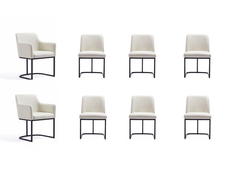 Serena 8 Piece Dining Set in Cream by Manhattan Comfort at Eve Furniture