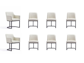 Serena 8 Piece Dining Set in Cream by Manhattan Comfort at Eve Furniture